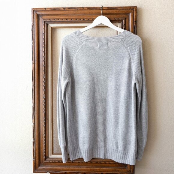 Old Navy Sweater Sz M Gray Marl Lightweight Knit Long Sleeve Boatneck Textured - Picture 2 of 5